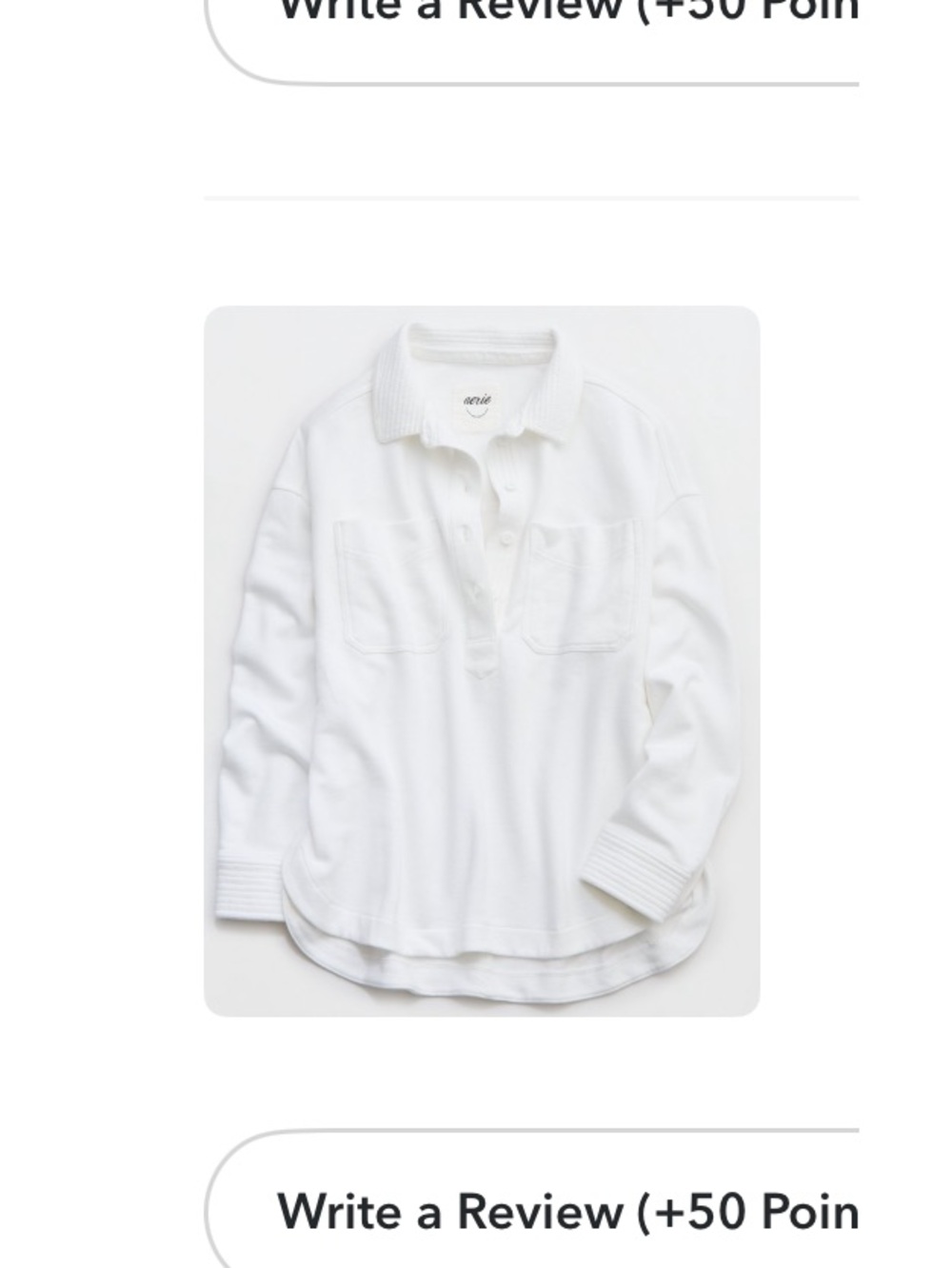 Aerie Crisp White Long Sleeve Pullover Shirt